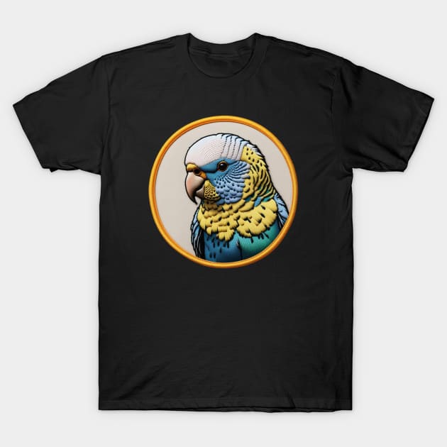 Budgerigar Embroidered Patch T-Shirt by Xie